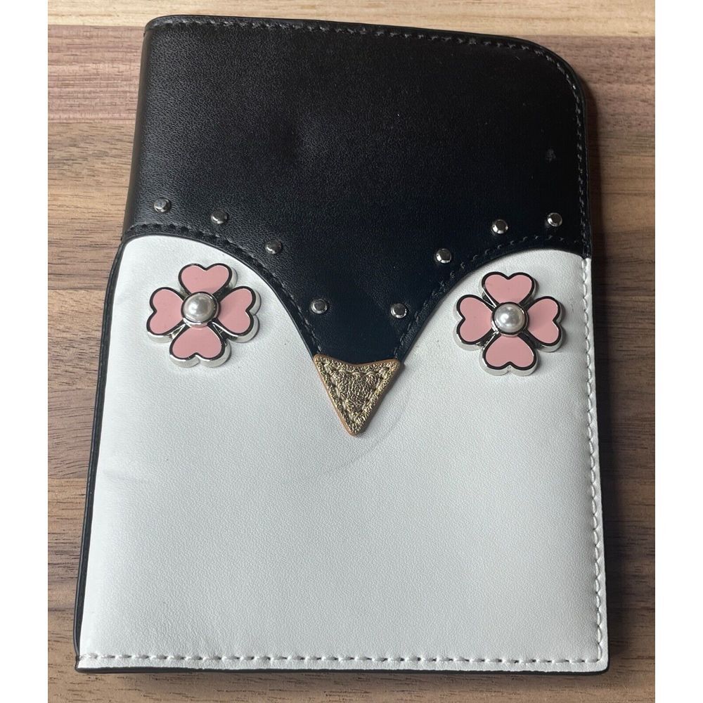 Kate Spade Frosty Penguin Leather‎ Passport Holder Travel Wallet Multi
